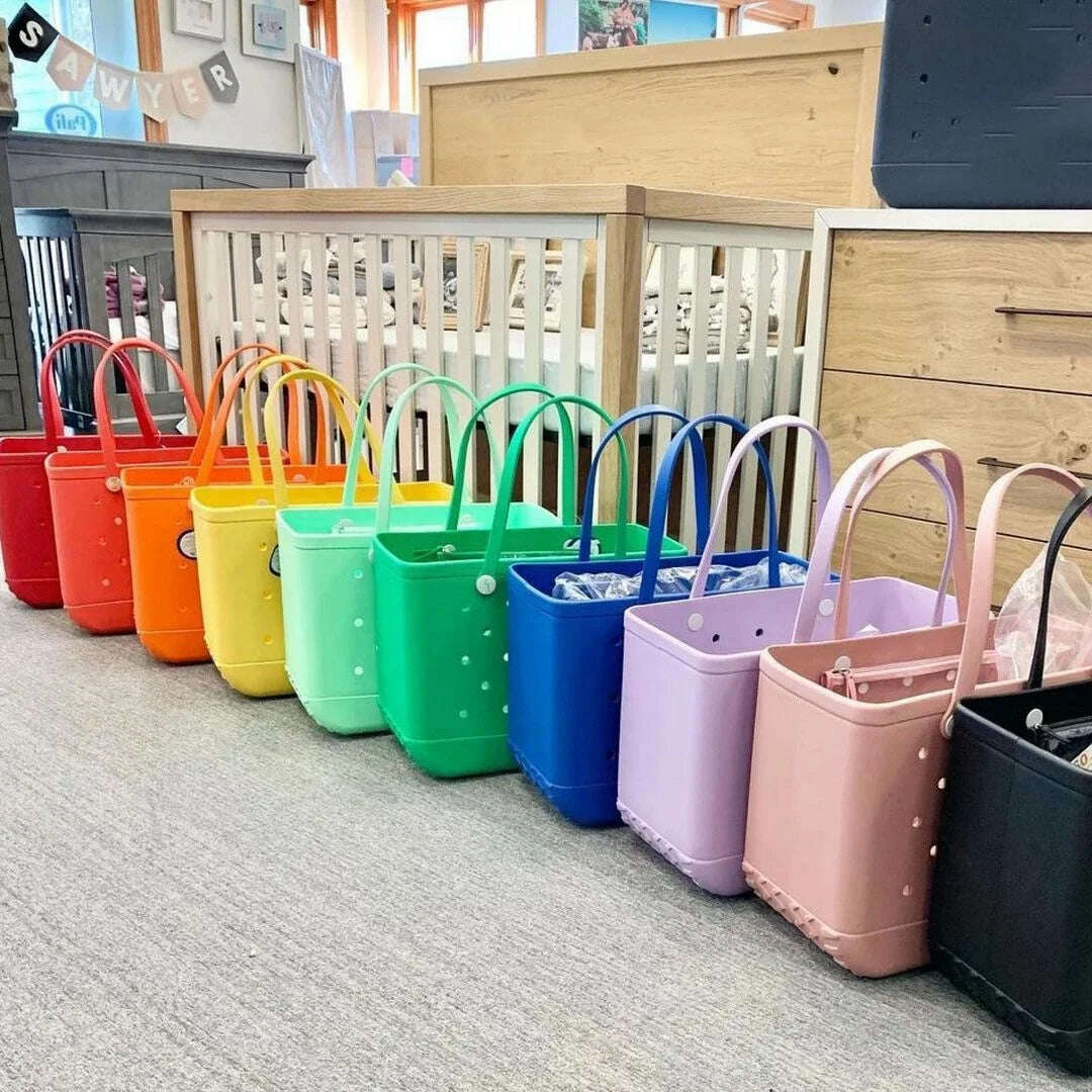 Beach Tote Silicone Basket with Sand Waterproof Travel Bag Sandproof Handbag Multi-Purpose Storage Bag for Boat Pool Sports Gym - KIMLUD