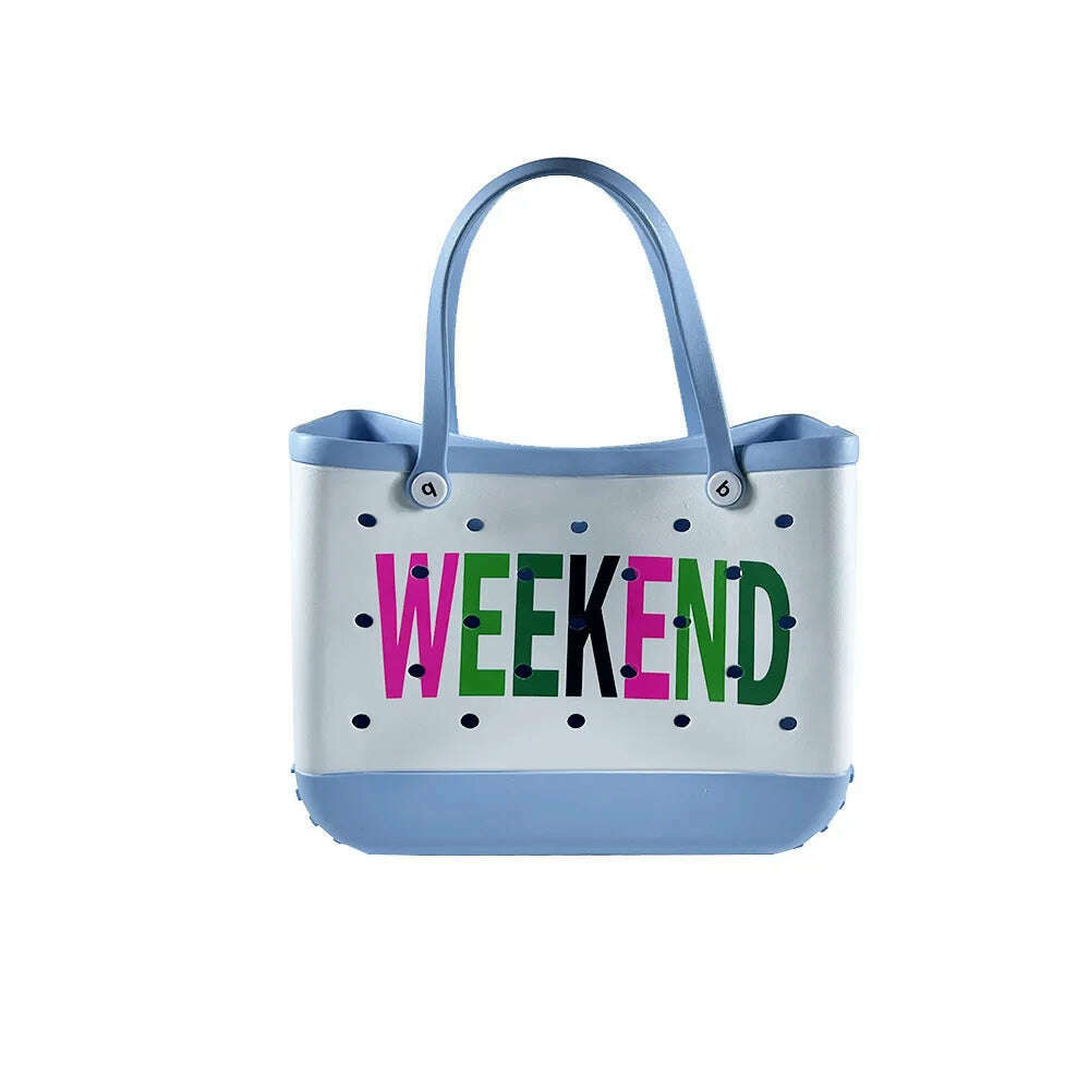 Beach Tote Silicone Basket with Sand Waterproof Travel Bag Sandproof Handbag Multi-Purpose Storage Bag for Boat Pool Sports Gym - KIMLUD