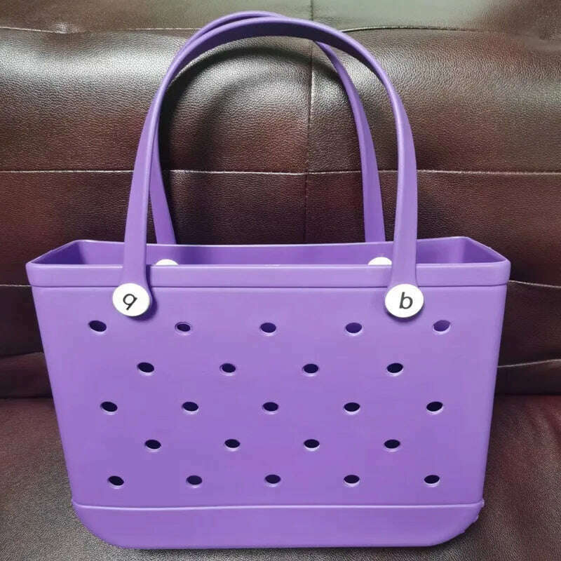 Beach Tote Silicone Basket with Sand Waterproof Travel Bag Sandproof Handbag Multi-Purpose Storage Bag for Boat Pool Sports Gym - KIMLUD