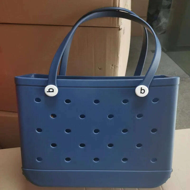 Beach Tote Silicone Basket with Sand Waterproof Travel Bag Sandproof Handbag Multi-Purpose Storage Bag for Boat Pool Sports Gym - KIMLUD