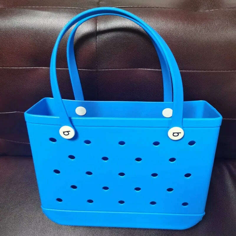 Beach Tote Silicone Basket with Sand Waterproof Travel Bag Sandproof Handbag Multi-Purpose Storage Bag for Boat Pool Sports Gym - KIMLUD