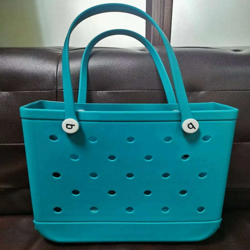 Beach Tote Silicone Basket with Sand Waterproof Travel Bag Sandproof Handbag Multi-Purpose Storage Bag for Boat Pool Sports Gym - KIMLUD