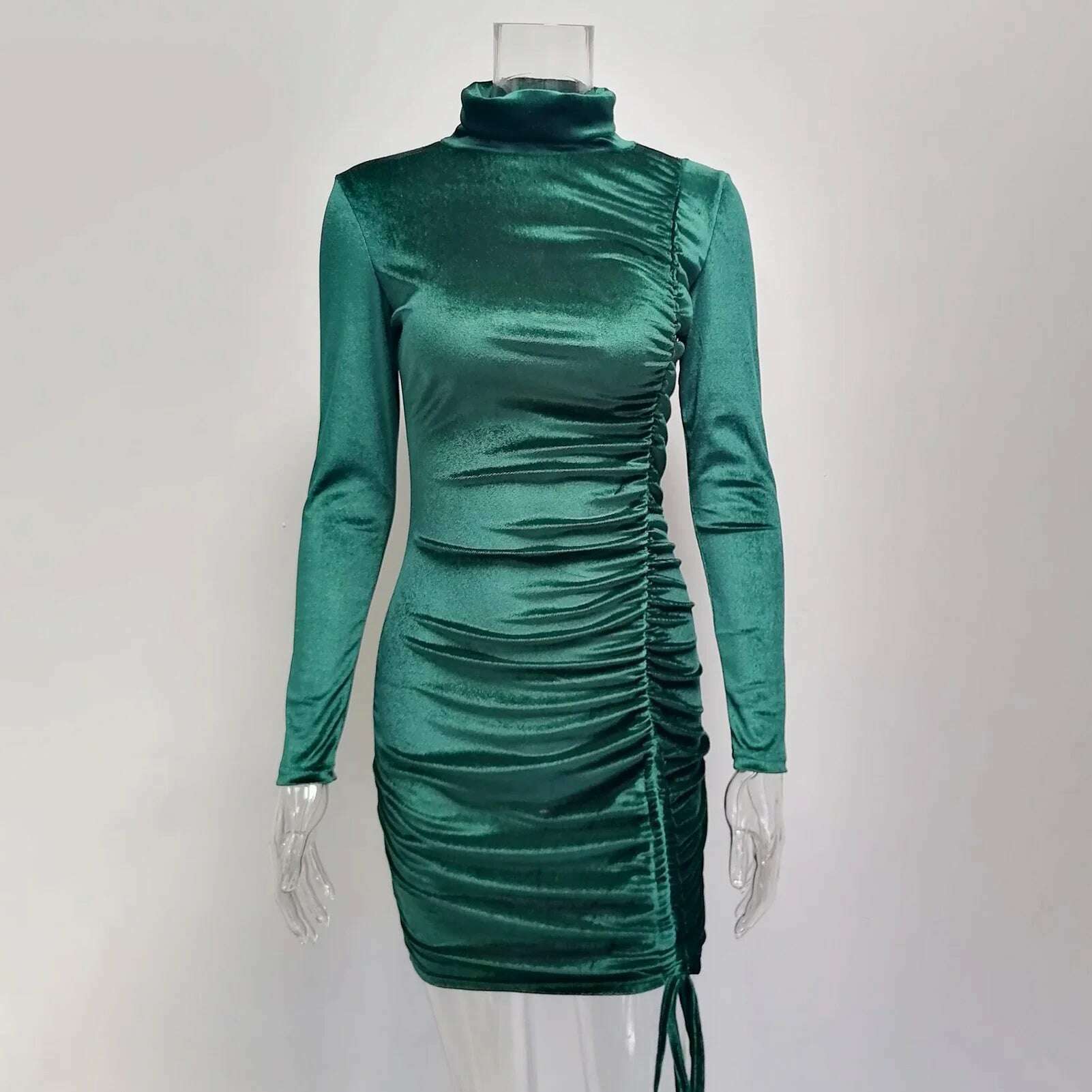 Beautiful Bodycon Dress Ruched Wide Application Lightweight Solid Color Women Sexy Bodycon Dress Female Clothing Streetwear - KIMLUD