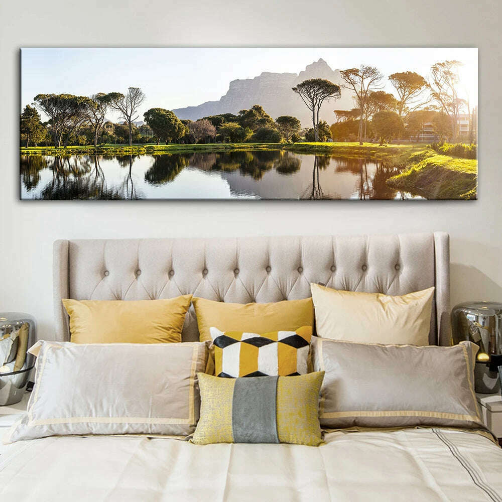 Beautiful Sunset Landscape Canvas Paintings Posters And Prints Wall Art Canvas Pictures for Bed Room Cuadros Home Decoration, KIMLUD Women's Clothes