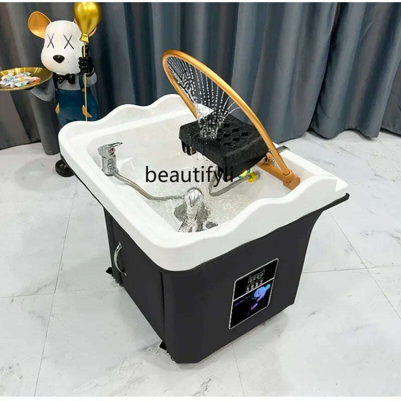KIMLUD, Beauty Salon Massage Couch Movable Head Therapy Machine Water Circulation Fumigation Head Recuperation Hair Shampoo Basin, KIMLUD Womens Clothes