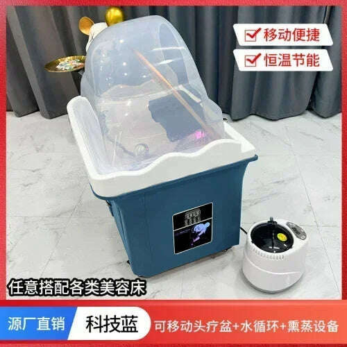 KIMLUD, Beauty Salon Massage Couch Movable Head Therapy Machine Water Circulation Fumigation Head Recuperation Hair Shampoo Basin, C fumigation, KIMLUD Womens Clothes
