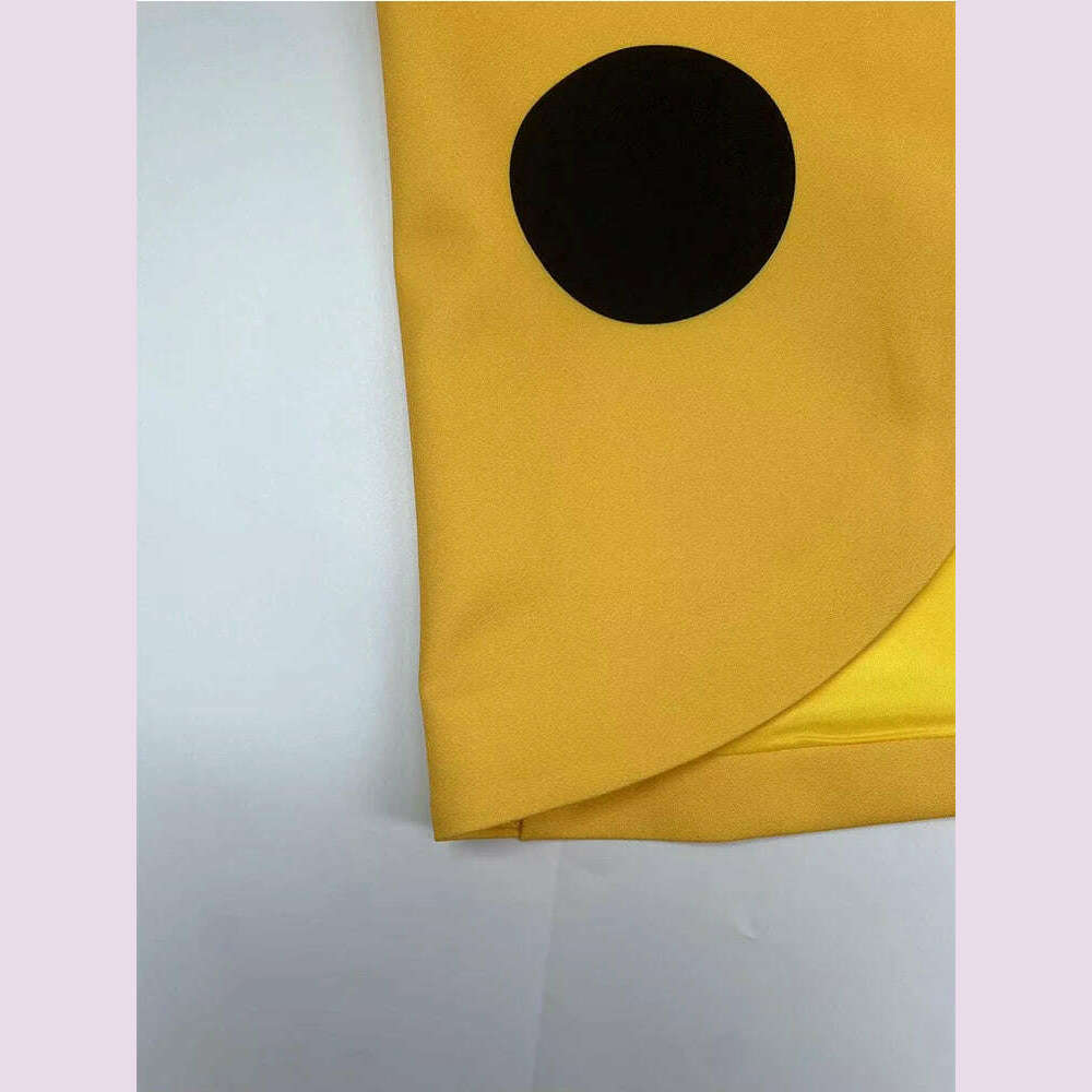Beautyblue Polka-Dot Woolen Coat Women's Long Jacket 2025 New Split-Joint Long Sleeves Lapel Elegant Yellow Outerwears Female - KIMLUD