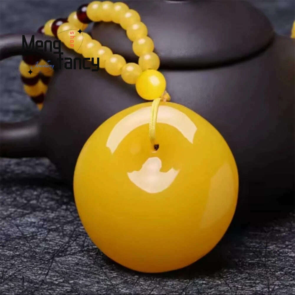 KIMLUD, Beeswax Amber Chicken Oil Yellow Water Drop Rose Flower Money Bag Gourd Cabbage Pendant Natural Exquisite Fashion Fine Jewelry, H, KIMLUD APPAREL - Womens Clothes