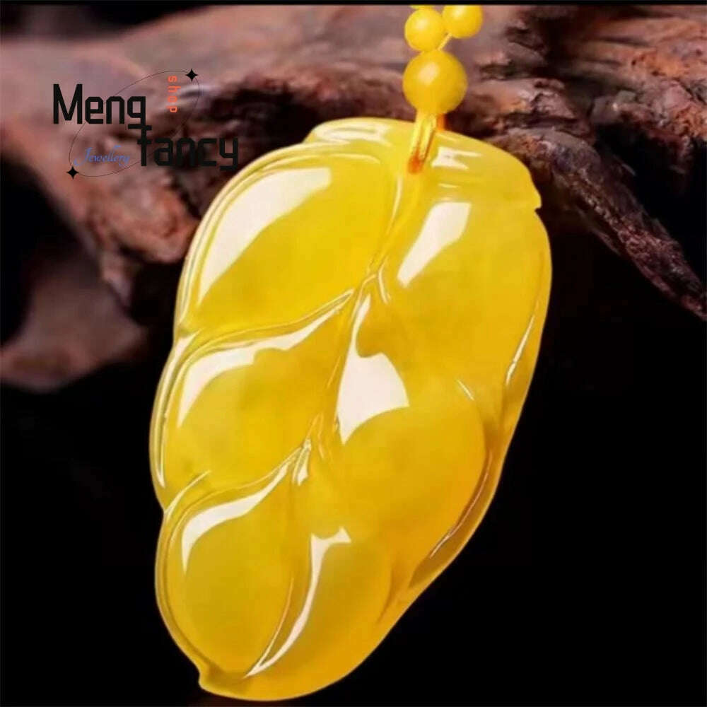 KIMLUD, Beeswax Amber Chicken Oil Yellow Water Drop Rose Flower Money Bag Gourd Cabbage Pendant Natural Exquisite Fashion Fine Jewelry, F, KIMLUD APPAREL - Womens Clothes