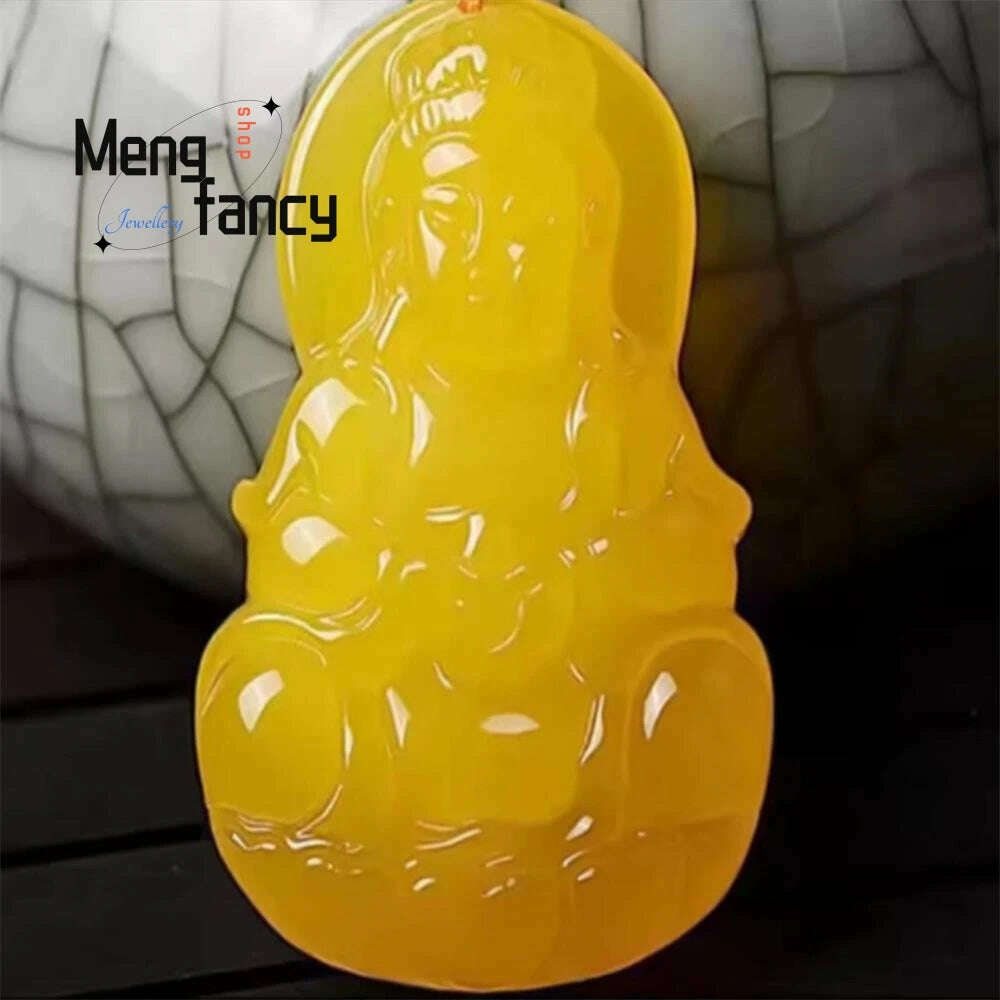 KIMLUD, Beeswax Amber Chicken Oil Yellow Water Drop Rose Flower Money Bag Gourd Cabbage Pendant Natural Exquisite Fashion Fine Jewelry, G, KIMLUD APPAREL - Womens Clothes