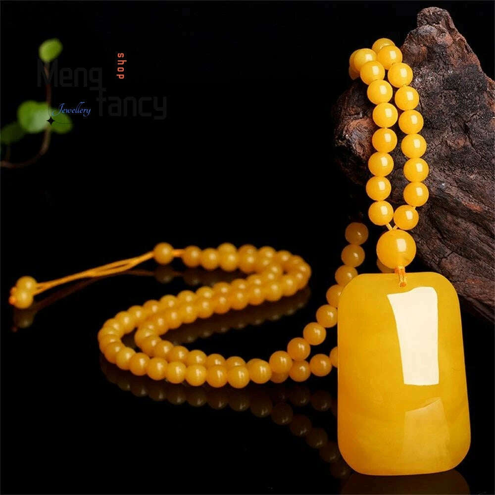 KIMLUD, Beeswax Amber Chicken Oil Yellow Water Drop Rose Flower Money Bag Gourd Cabbage Pendant Natural Exquisite Fashion Fine Jewelry, B, KIMLUD APPAREL - Womens Clothes