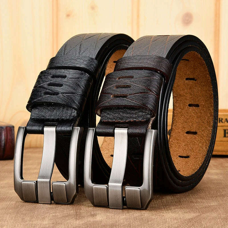 belt male leather belt men genuine leather strap luxury pin buckle casual men belt ancy vintage jeans high quality - KIMLUD