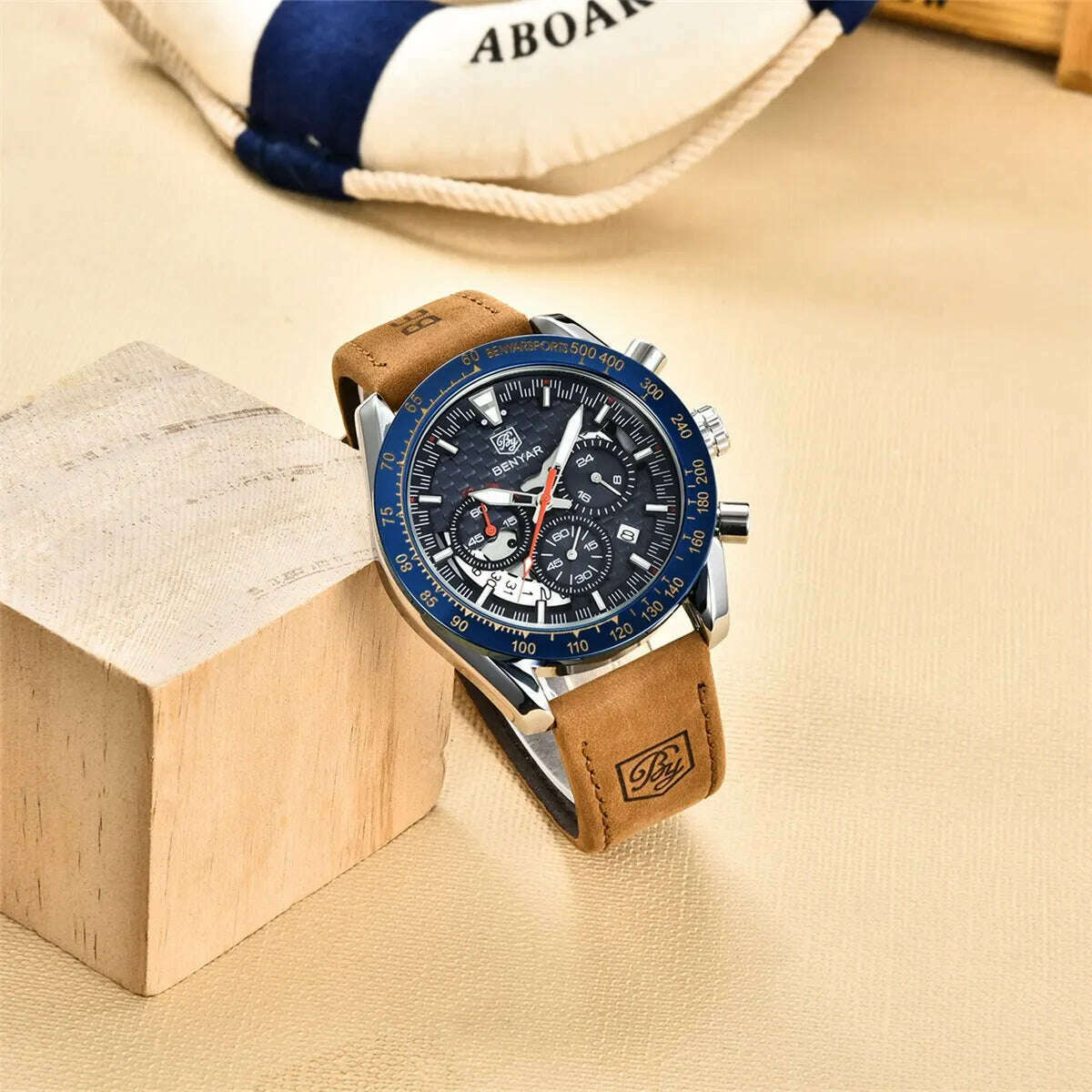 KIMLUD, BENYAR Top Brand New Men Watches Leather Strap Luxury Waterproof Sport Quartz Chronograph Military Watch Men Clock Reloj Hombre, KIMLUD Womens Clothes