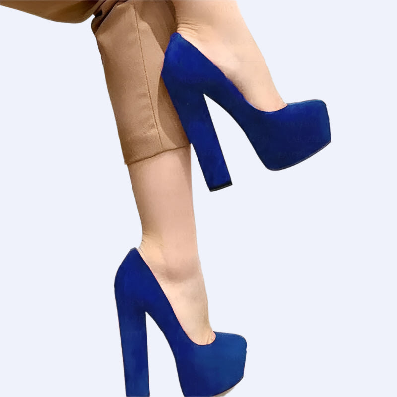 BERZIMER Women Platform Pumps Faux Suede Slip On Chunky High Heels Sandals Handmade Ladies Shoes Woman Big Size 41 45 47 50 52 - KIMLUD