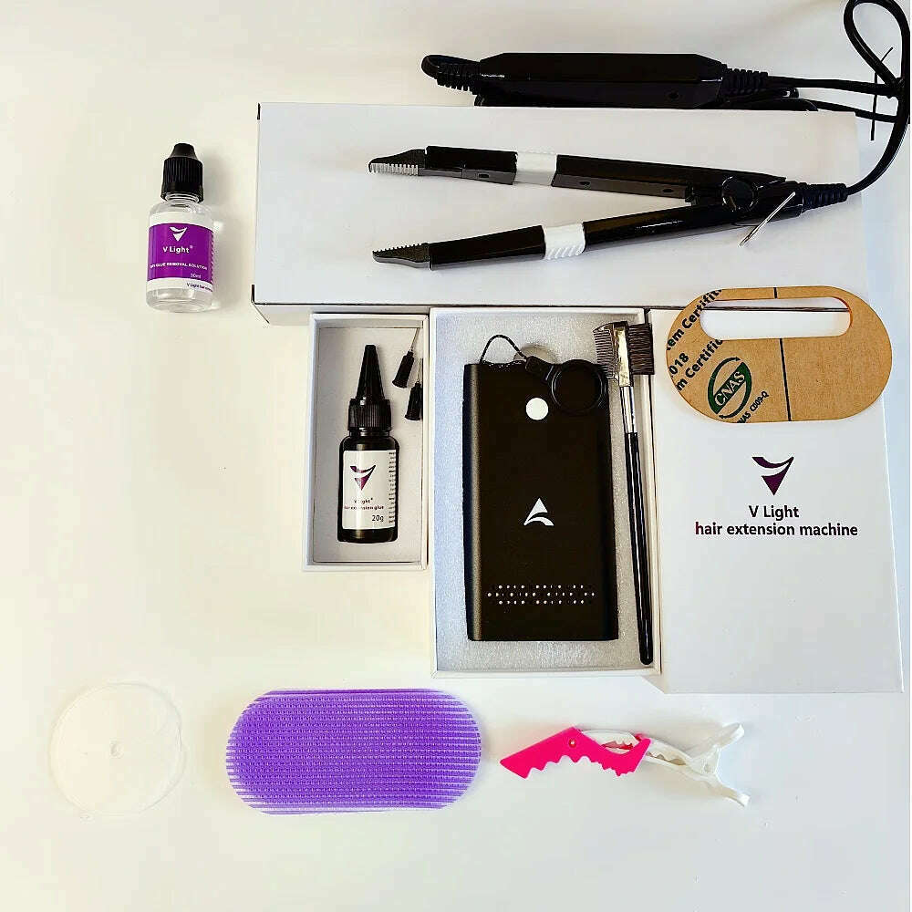 KIMLUD, Best V Light Technology Hair Extension Real Hair Fast Grafting Tool Firm and Traceless tool for tape Hair Extension, kit as picture 2 / CHINA, KIMLUD Womens Clothes