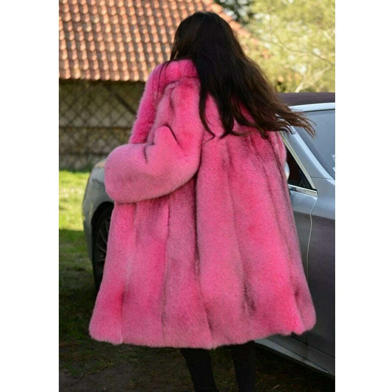 KIMLUD, BFFUR Natural Real Fur Coats Women 2022 Winter Fashion Full Pelt Genuine Fox Fur Jackets With Big Lapel Collar Warm Overcoats, KIMLUD Womens Clothes