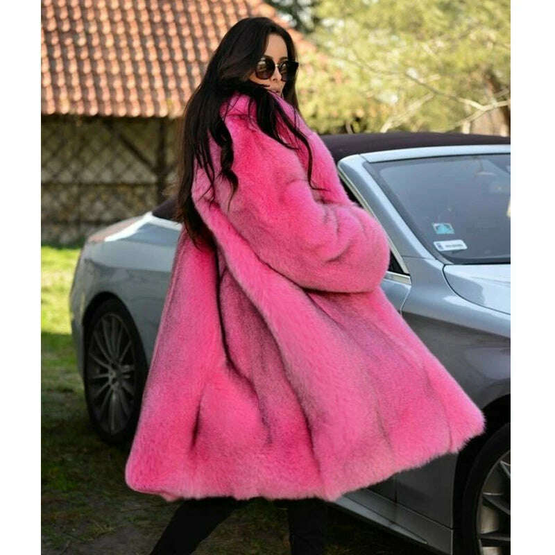 KIMLUD, BFFUR Natural Real Fur Coats Women 2022 Winter Fashion Full Pelt Genuine Fox Fur Jackets With Big Lapel Collar Warm Overcoats, KIMLUD Womens Clothes