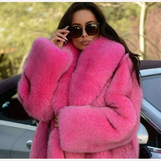 KIMLUD, BFFUR Natural Real Fur Coats Women 2022 Winter Fashion Full Pelt Genuine Fox Fur Jackets With Big Lapel Collar Warm Overcoats, KIMLUD Women's Clothes