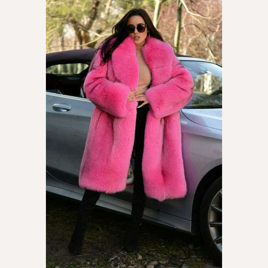 KIMLUD, BFFUR Natural Real Fur Coats Women 2022 Winter Fashion Full Pelt Genuine Fox Fur Jackets With Big Lapel Collar Warm Overcoats, KIMLUD Womens Clothes