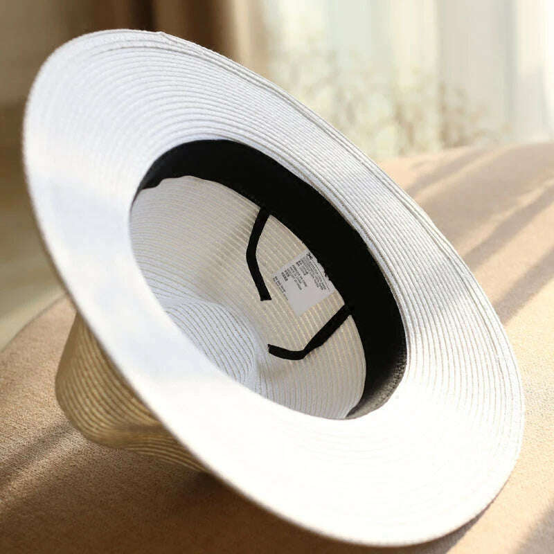 KIMLUD, Big Head 62CM Panaman Straw Hat with Foldable Straw Woven Hat Plus Size Men Jazz Top Hat Sun Protection Sun Shading Hat, KIMLUD Womens Clothes