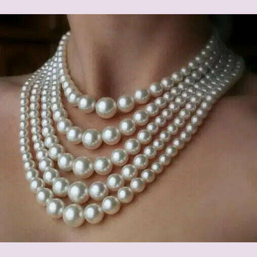 KIMLUD, Big Pearl Jewelry Bridal Necklace Sets Vintage Statement Choker Collar Wedding Accessory Multi layer Beads Jewelry, Default Title, KIMLUD APPAREL - Womens Clothes
