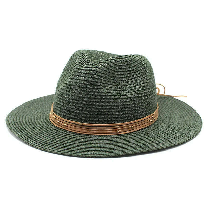 Big Size 60CM New Straw Hat 7cm Brim Summer Cooling Beach Sun Hat Outdoor Party Panama Jazz Hat Sombreros De Mujer - KIMLUD
