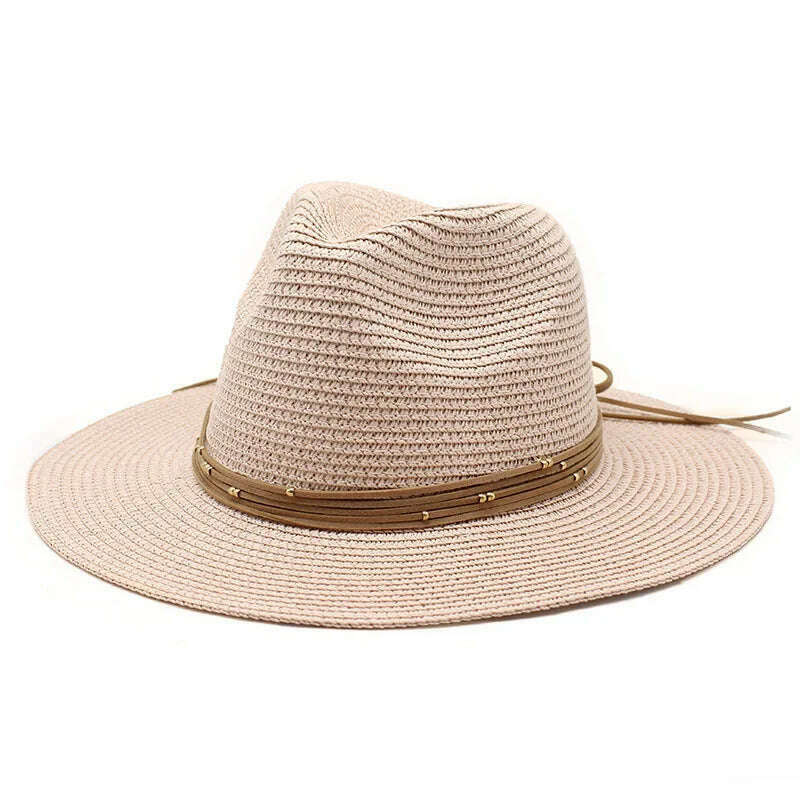 KIMLUD, Big Size 60CM New Straw Hat 7cm Brim Summer Cooling Beach Sun Hat Outdoor Party Panama Jazz Hat Sombreros De Mujer, Pink / 59-61cm, KIMLUD Womens Clothes