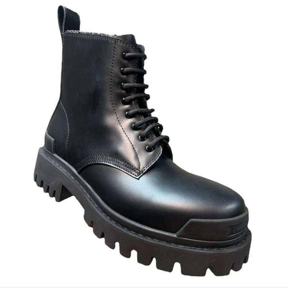 KIMLUD, Big Toe Jumbo Boots Genuine Leather Designer Ankle Tooling Botas Luxury Desert Chunky Booties Men 45, black / 42, KIMLUD APPAREL - Womens Clothes