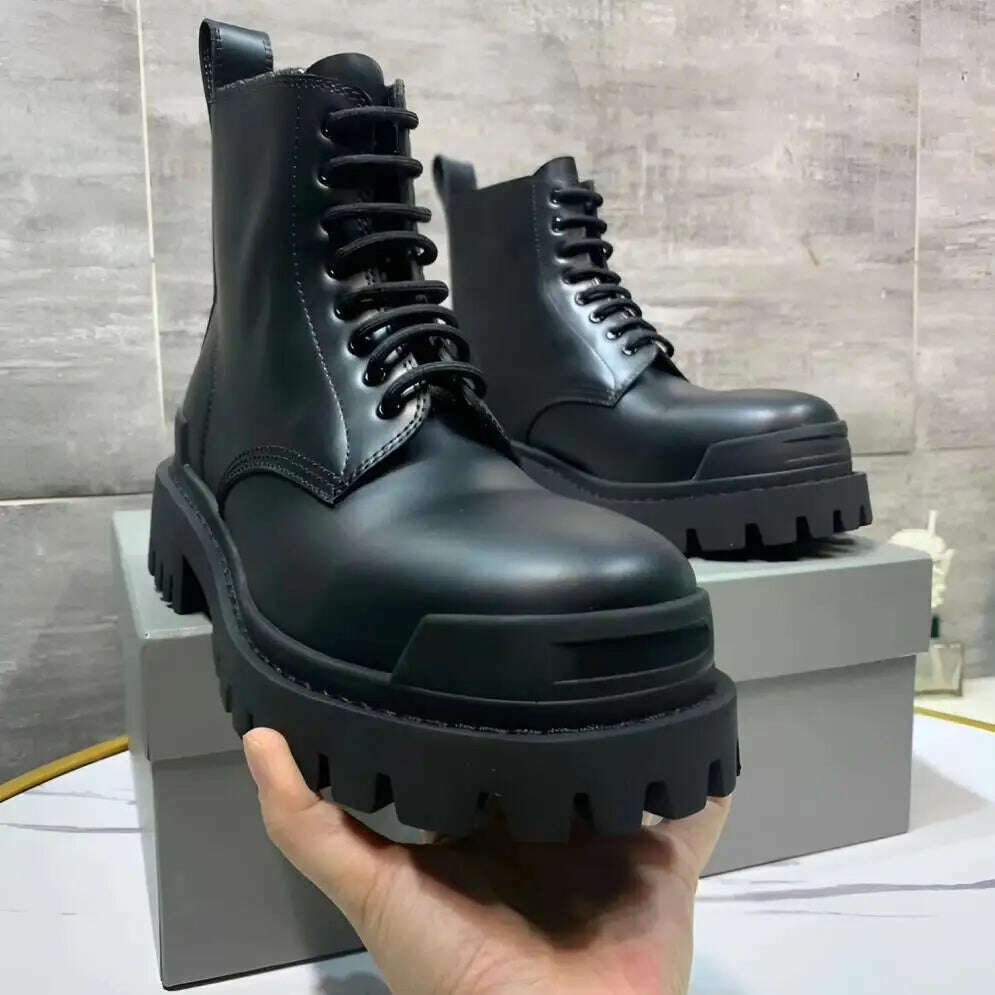 KIMLUD, Big Toe Jumbo Boots Genuine Leather Designer Ankle Tooling Botas Luxury Desert Chunky Booties Men 45, KIMLUD Womens Clothes