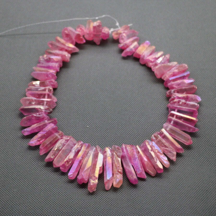 KIMLUD, Biggest Promotion Titanium Pink Crystal Quartz Top Drilled Point Beads Raw Crystal Stick Pendants Women Jewelry Making, Pink / CHINA, KIMLUD APPAREL - Womens Clothes