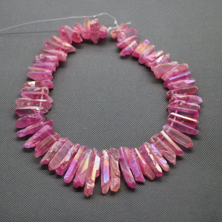 KIMLUD, Biggest Promotion Titanium Pink Crystal Quartz Top Drilled Point Beads Raw Crystal Stick Pendants Women Jewelry Making, KIMLUD Womens Clothes