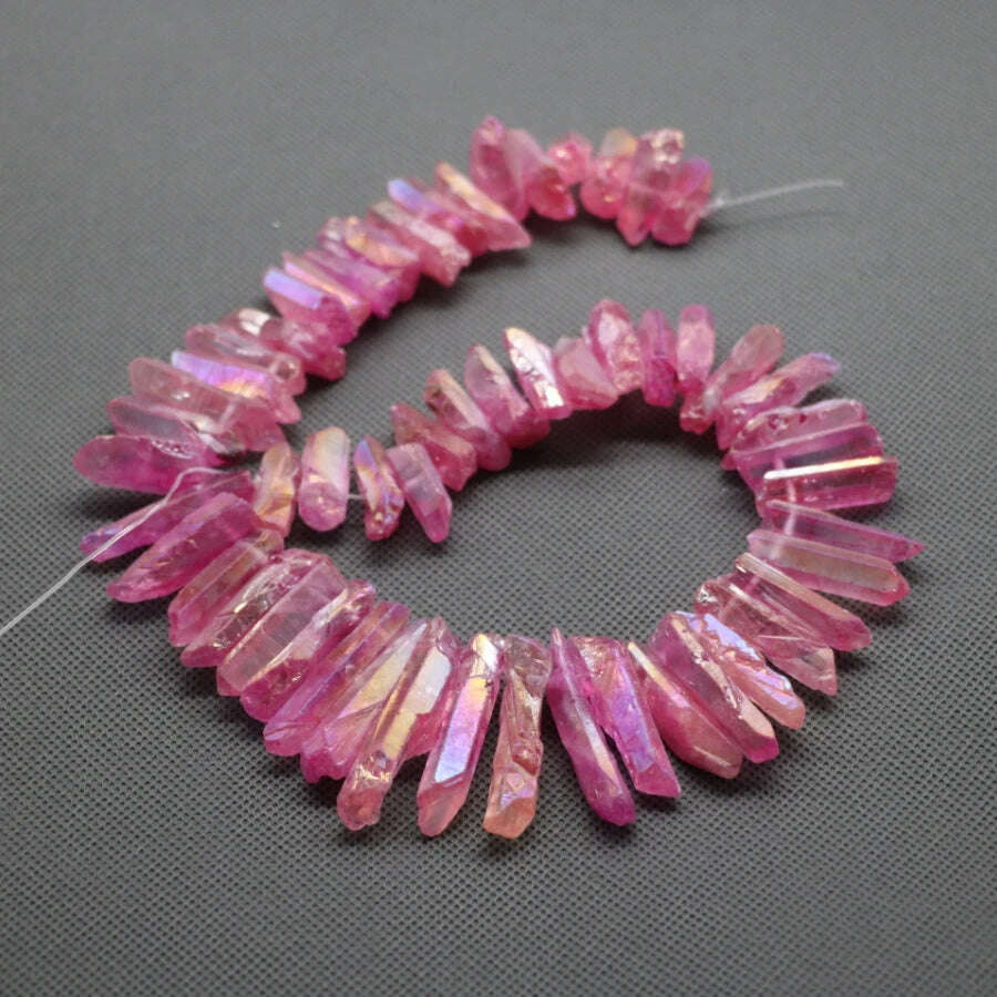 KIMLUD, Biggest Promotion Titanium Pink Crystal Quartz Top Drilled Point Beads Raw Crystal Stick Pendants Women Jewelry Making, KIMLUD Womens Clothes