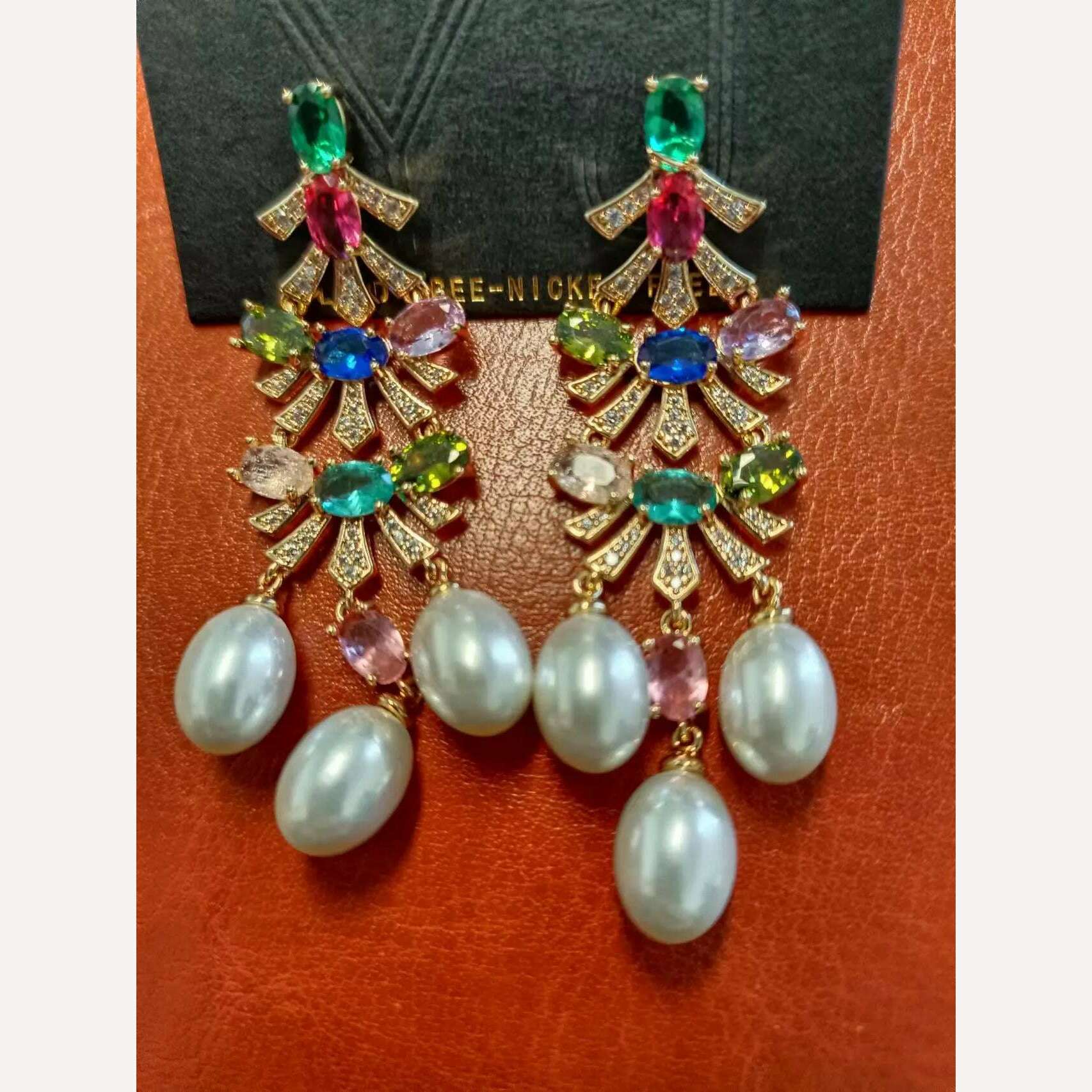 KIMLUD, Bilincolor Fashion Tassel Flower Pearl Earrings for Women, KIMLUD Womens Clothes