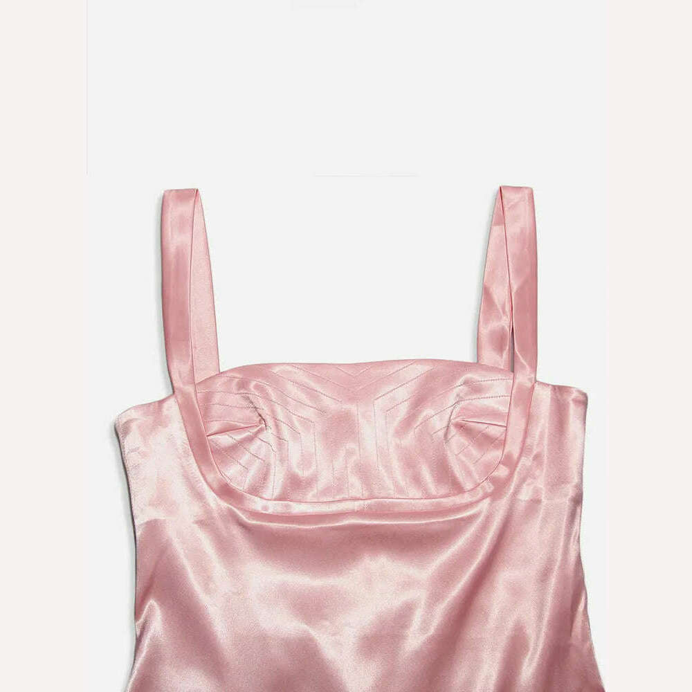 Birthday Dress For Women A-Line Pink Dress Sexy Satin Holiday Party Dresses Mini Casual Spaghetti Strap Graduation Dress Stretch - KIMLUD