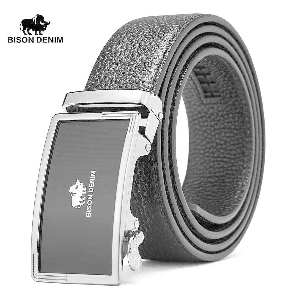 KIMLUD, BISON DENIM Genuine Leather Belts For Men Luxury Brand Cowskin Belt Male Casual Automatic Jeans Belt Strap Gift For Man N71347, KIMLUD Womens Clothes