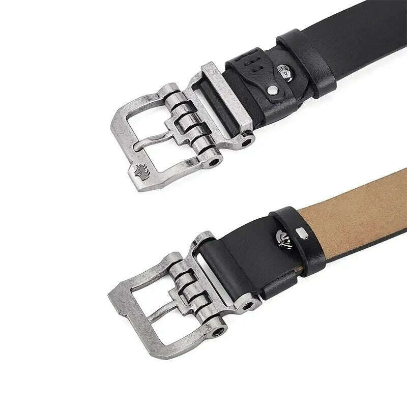 KIMLUD, BISON DENIM Genuine Leather Cowhide Belt for Men High Quality Luxury Retro Waist Strap For Jeans Male Fashion Belt, KIMLUD Women's Clothes