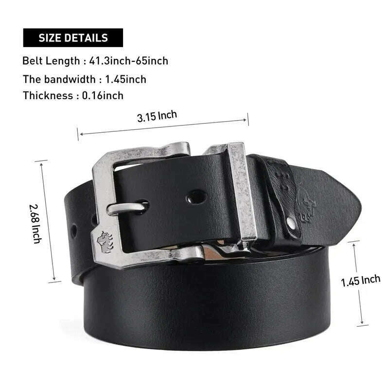 KIMLUD, BISON DENIM Genuine Leather Cowhide Belt for Men High Quality Luxury Retro Waist Strap For Jeans Male Fashion Belt, KIMLUD Womens Clothes