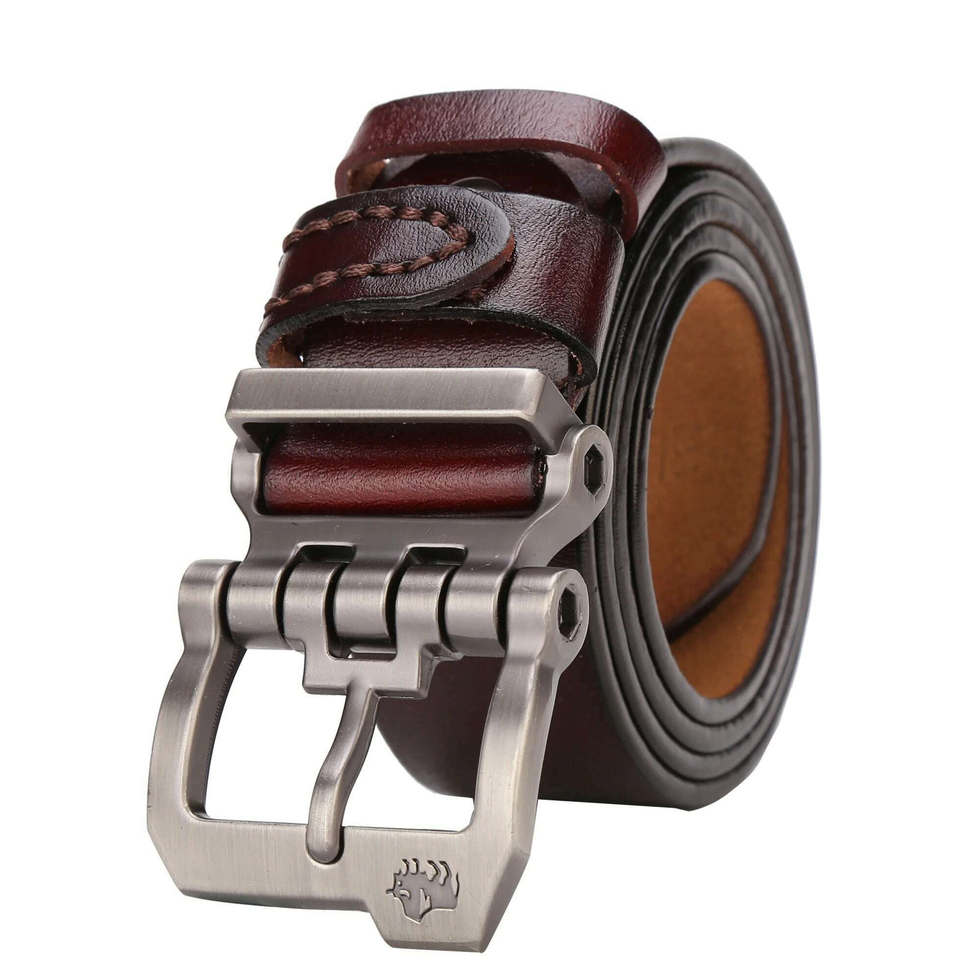 BISON DENIM Genuine Leather Men Belt Cowskin High Quality Personality Buckle Vintage Business Male Waist Straps For Jeans - KIMLUD