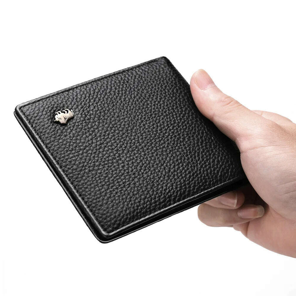 KIMLUD, BISON DENIM Genuine Leather Men Wallets Brand Luxury RFID Bifold Wallet Zipper Coin Purse Business Card Holder Wallet N4470, KIMLUD Womens Clothes