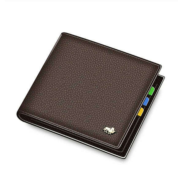 KIMLUD, BISON DENIM Genuine Leather Men Wallets Brand Luxury RFID Bifold Wallet Zipper Coin Purse Business Card Holder Wallet N4470, BROWN, KIMLUD Womens Clothes