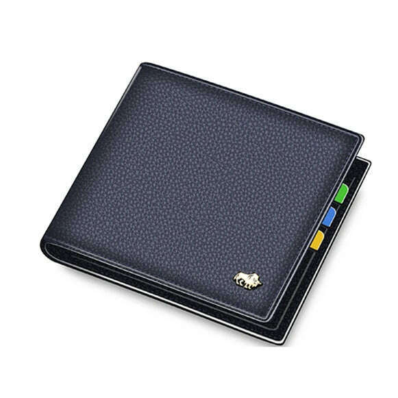 KIMLUD, BISON DENIM Genuine Leather Men Wallets Brand Luxury RFID Bifold Wallet Zipper Coin Purse Business Card Holder Wallet N4470, DARK BLUE, KIMLUD Womens Clothes