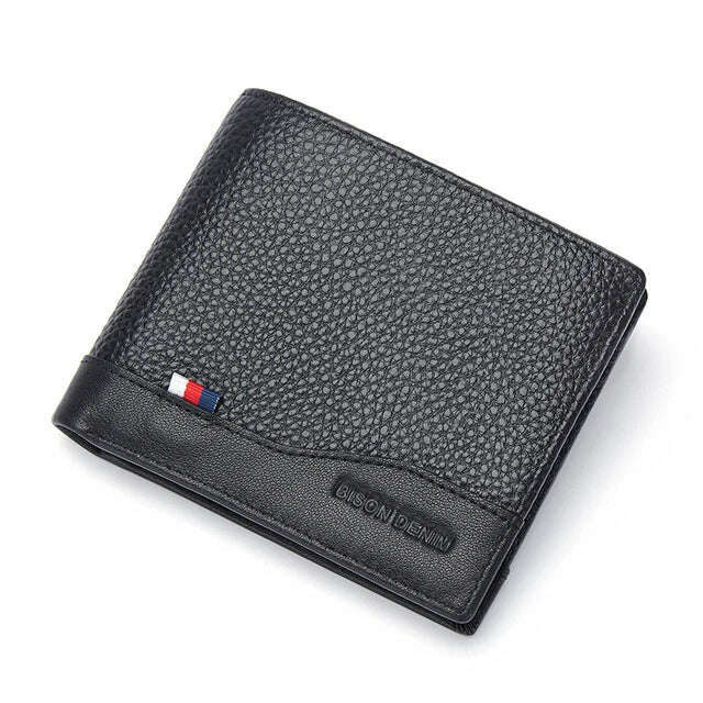 KIMLUD, BISON DENIM Genuine Leather Men Wallets Brand Luxury RFID Bifold Wallet Zipper Coin Purse Business Card Holder Wallet N4470, W4549, KIMLUD Womens Clothes