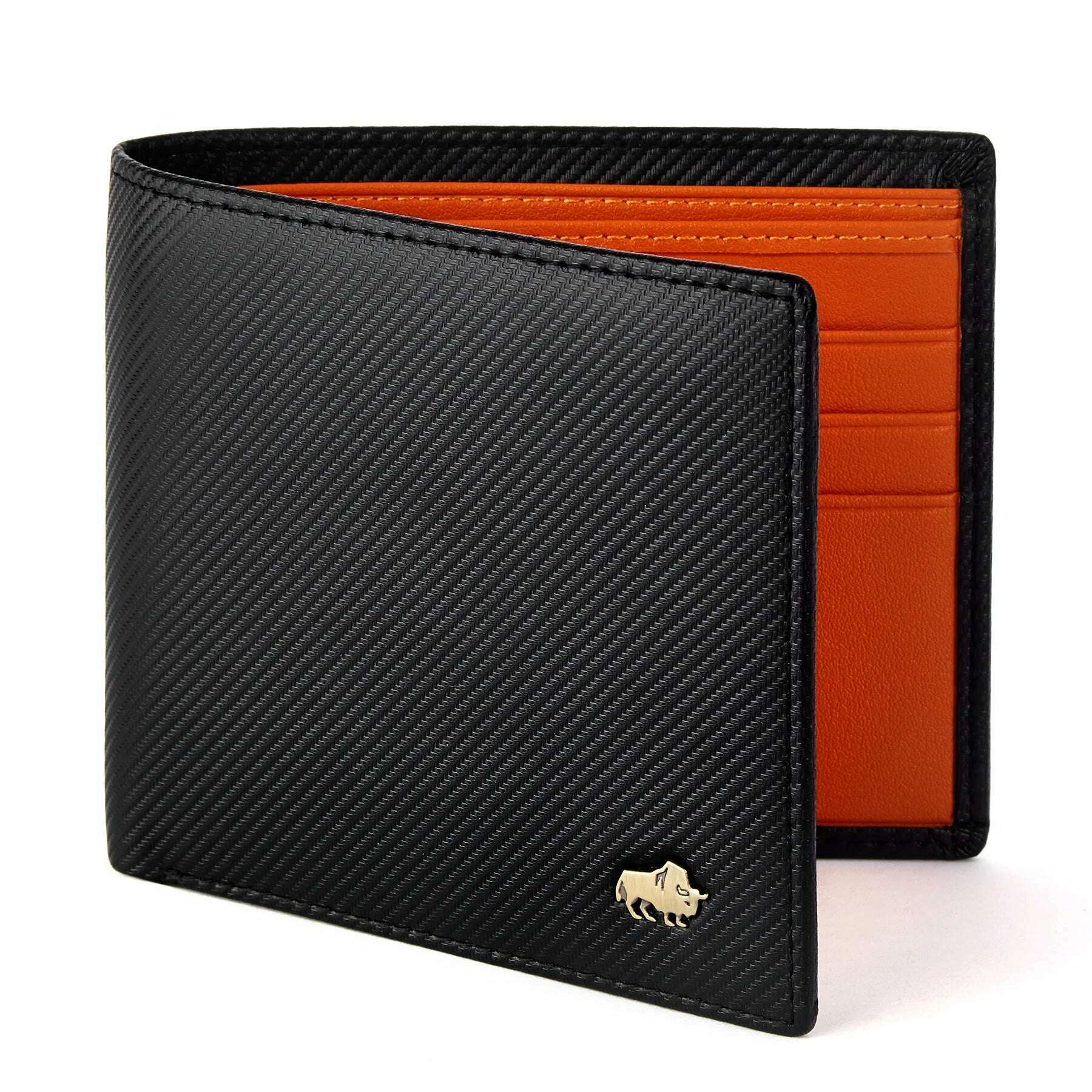 KIMLUD, BISON DENIM High Quality Carbon Fiber Men Wallet RFID Blocking Card Holder Short Wallet Best Gift Boyfriend Husband Father Purse, KIMLUD Womens Clothes