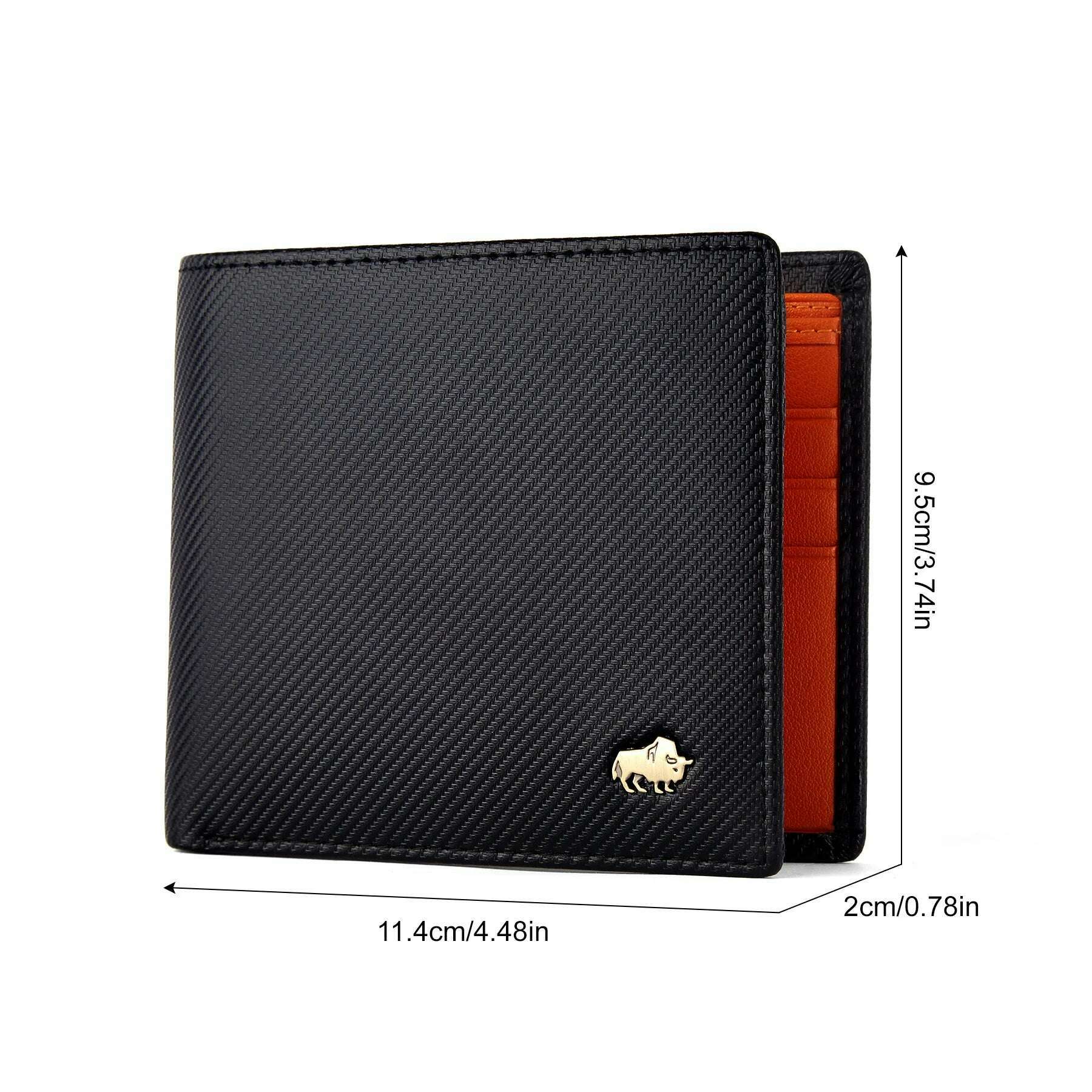 KIMLUD, BISON DENIM High Quality Carbon Fiber Men Wallet RFID Blocking Card Holder Short Wallet Best Gift Boyfriend Husband Father Purse, KIMLUD Womens Clothes