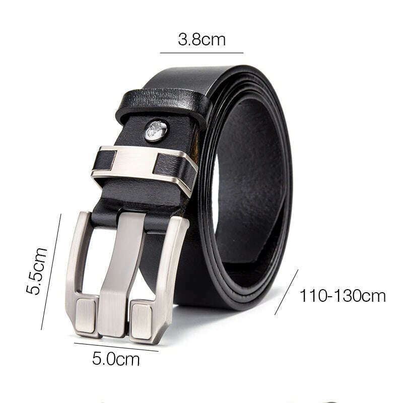 BISON DENIM Men Belt High Quality Genuine Leather Belts For Men Luxury Brand Vintage Pin Buckle Strap For Jeans Free Shipping - KIMLUD