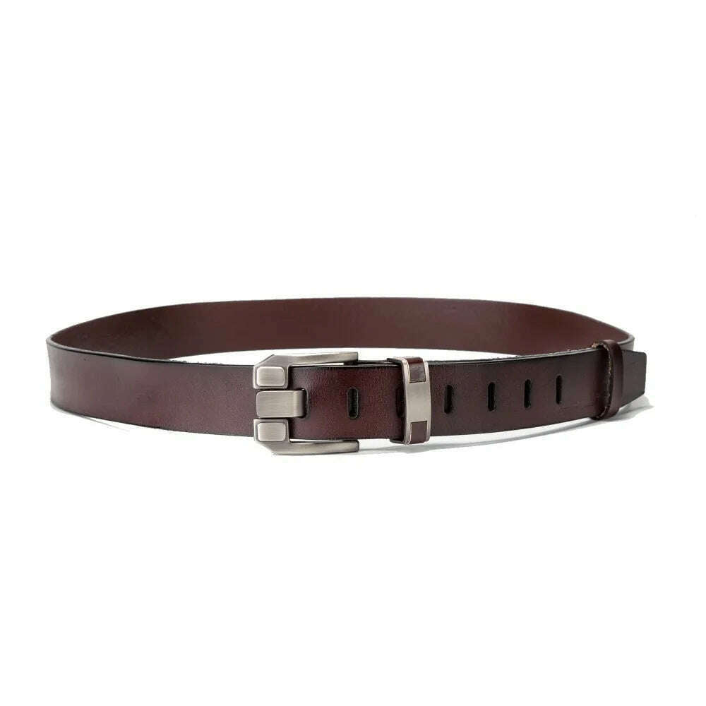 BISON DENIM Men Belt High Quality Genuine Leather Belts For Men Luxury Brand Vintage Pin Buckle Strap For Jeans Free Shipping - KIMLUD