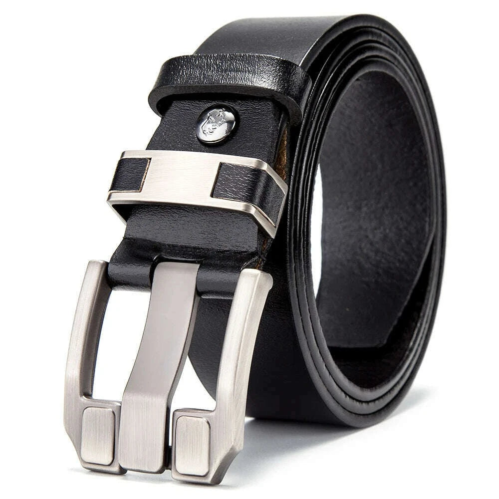 BISON DENIM Men Belt High Quality Genuine Leather Belts For Men Luxury Brand Vintage Pin Buckle Strap For Jeans Free Shipping - KIMLUD