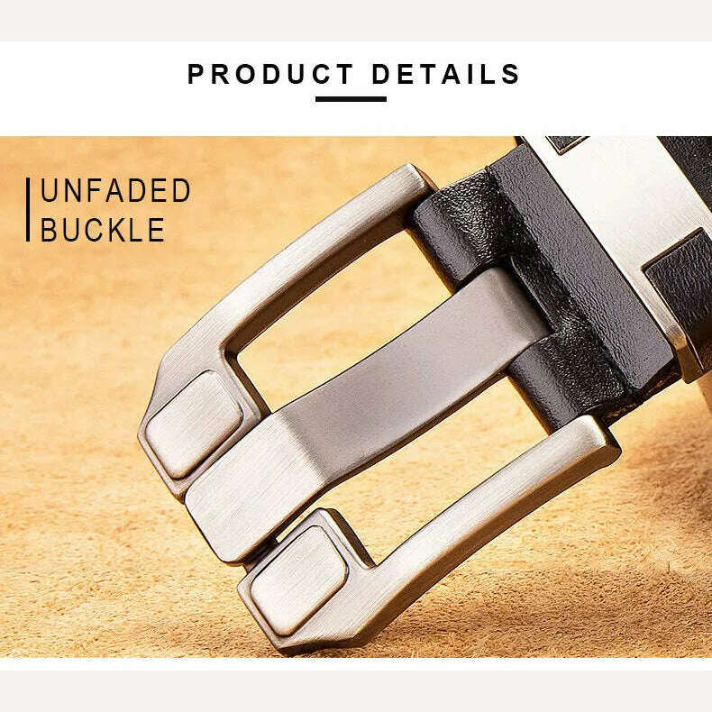 BISON DENIM Men Belt High Quality Genuine Leather Belts For Men Luxury Brand Vintage Pin Buckle Strap For Jeans Free Shipping - KIMLUD
