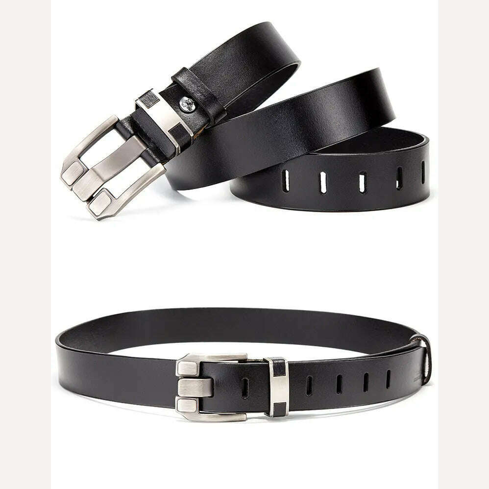 BISON DENIM Men Belt High Quality Genuine Leather Belts For Men Luxury Brand Vintage Pin Buckle Strap For Jeans Free Shipping - KIMLUD