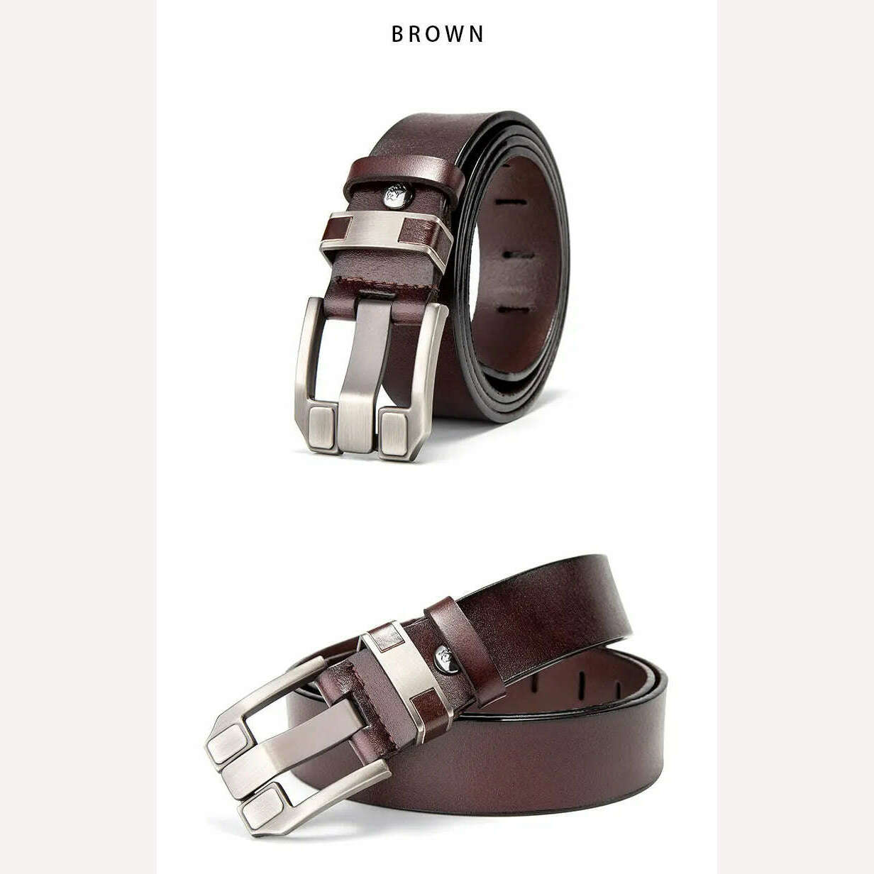 BISON DENIM Men Belt High Quality Genuine Leather Belts For Men Luxury Brand Vintage Pin Buckle Strap For Jeans Free Shipping - KIMLUD